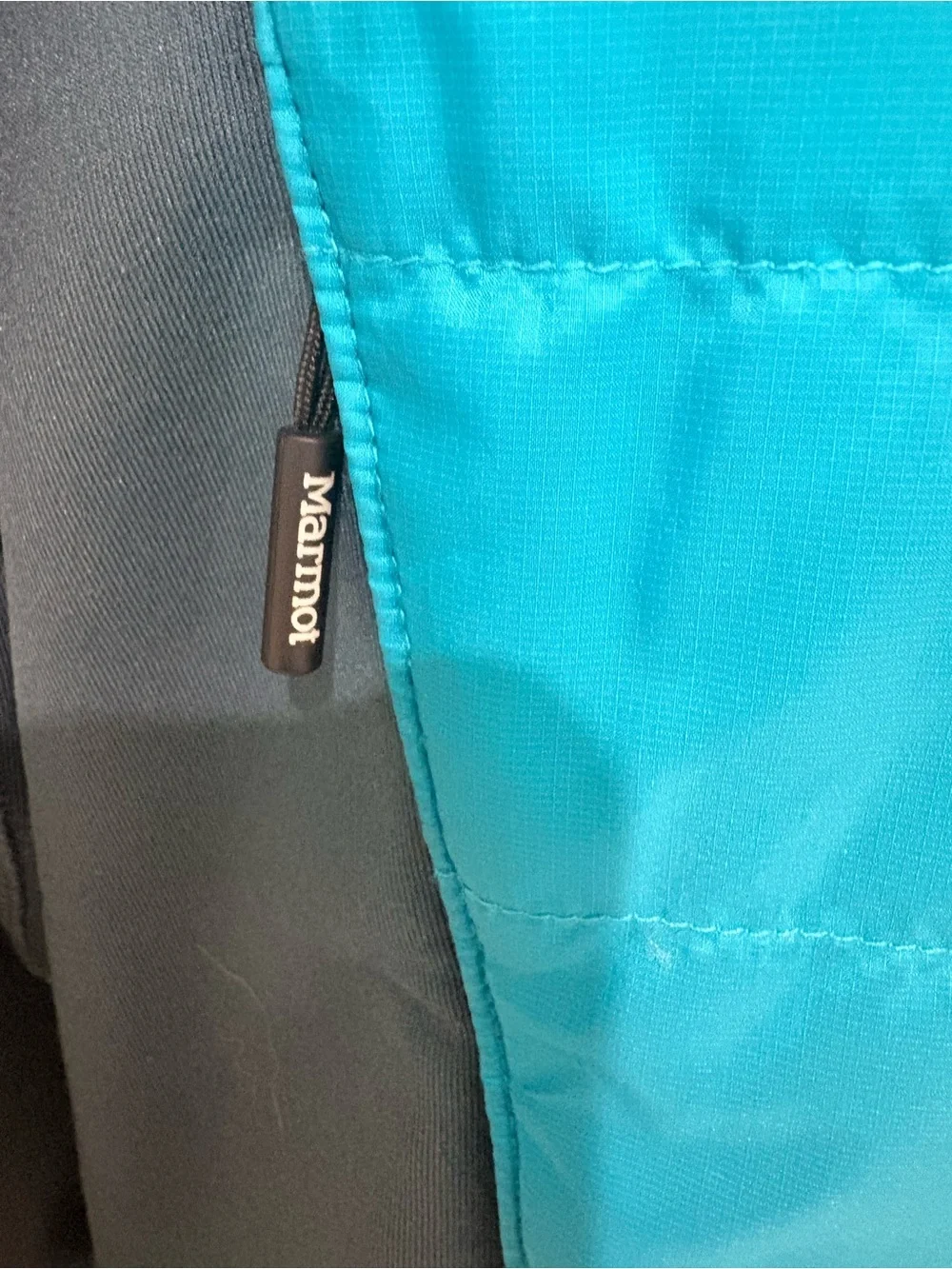 Marmot Hooded Hybrid Jacket in Teal and Turquoise
